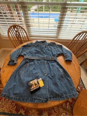 Komitor Vintage Oversize Double Breasted Belted Denim Trench Coat Women’s 22/24